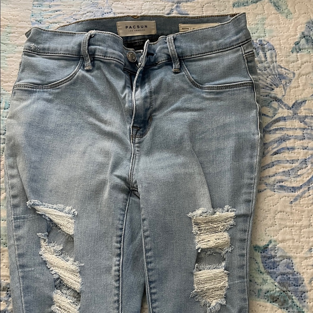 PacSun Sky Blue Ripped Skinny Jeans